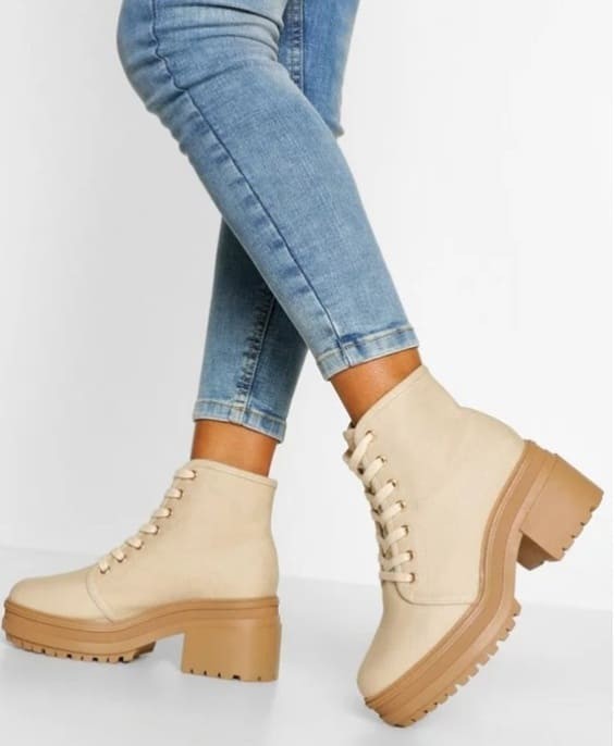 Beige Lace Up doc martens dupes.