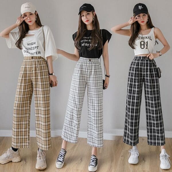 Wide leg and showstopper plaid pants from YesStyle.