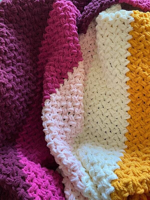 The Lesbian Pride chunky knit blanket LGBT flag.