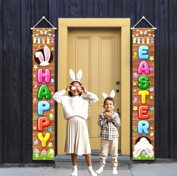 Festive Welcome: Happy Easter Porch Banner