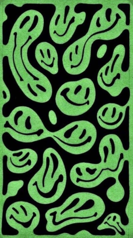 melting green smiley faces.