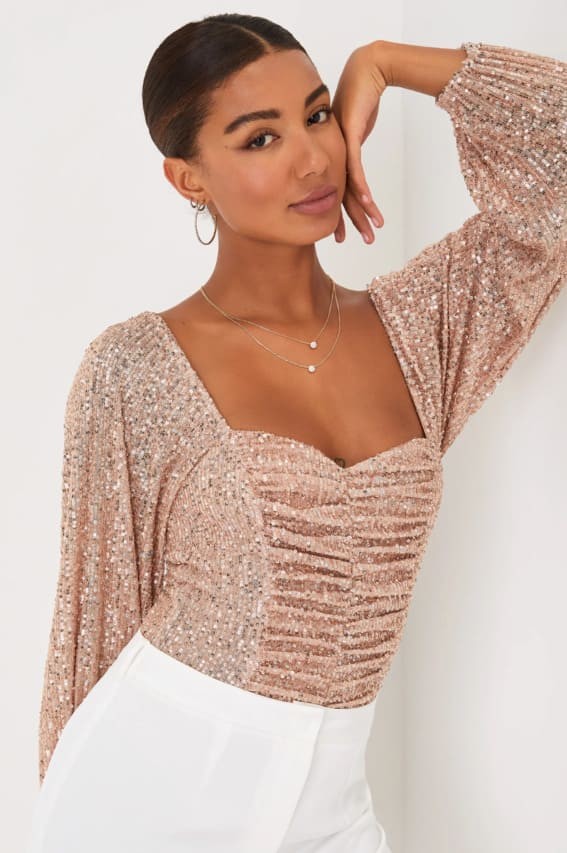 Wear the Rosy Glow of a Sequin Top