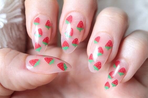 Spring Strawberry Press On Nails.