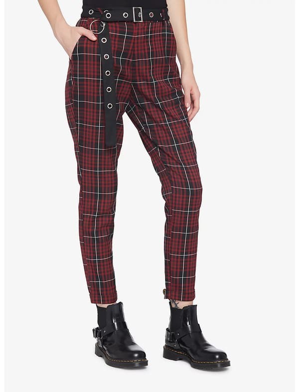 Trouser style plaid pants from Hot Topic.