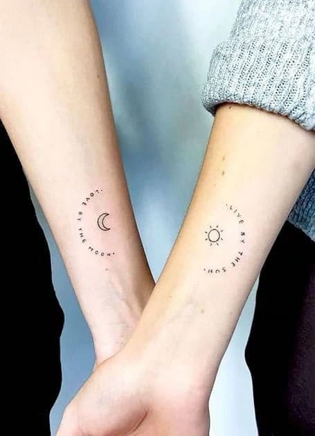 Moon and sun tattoos