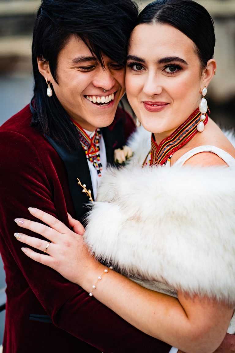 Nonbinary Philadelphia Wedding With A Stunning Red Velvet Suit