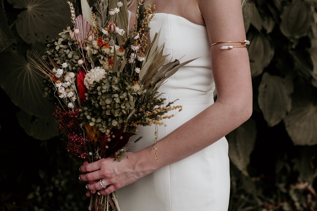 This raw crystal armband is such a unique wedding accessory.