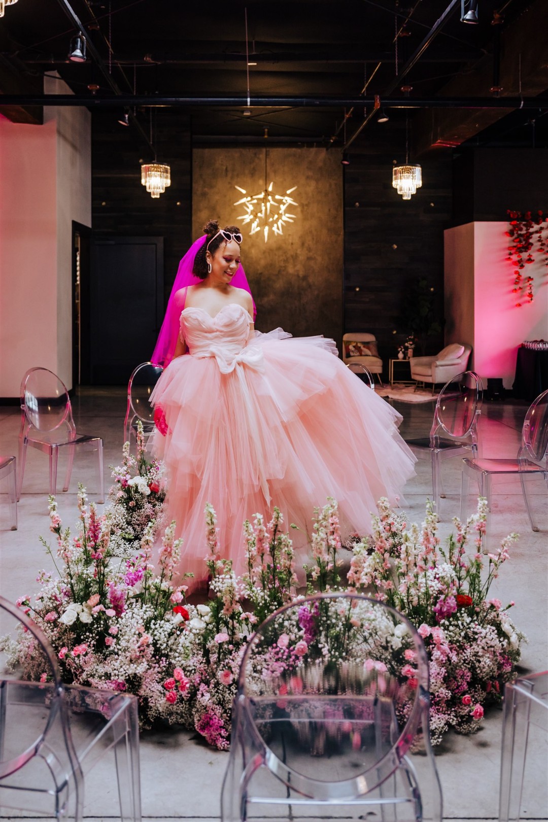 Bring the drama with this pink tulle Barbiecore wedding dress!