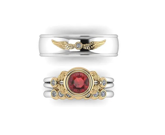 Gryffindor Harry Potter wedding rings