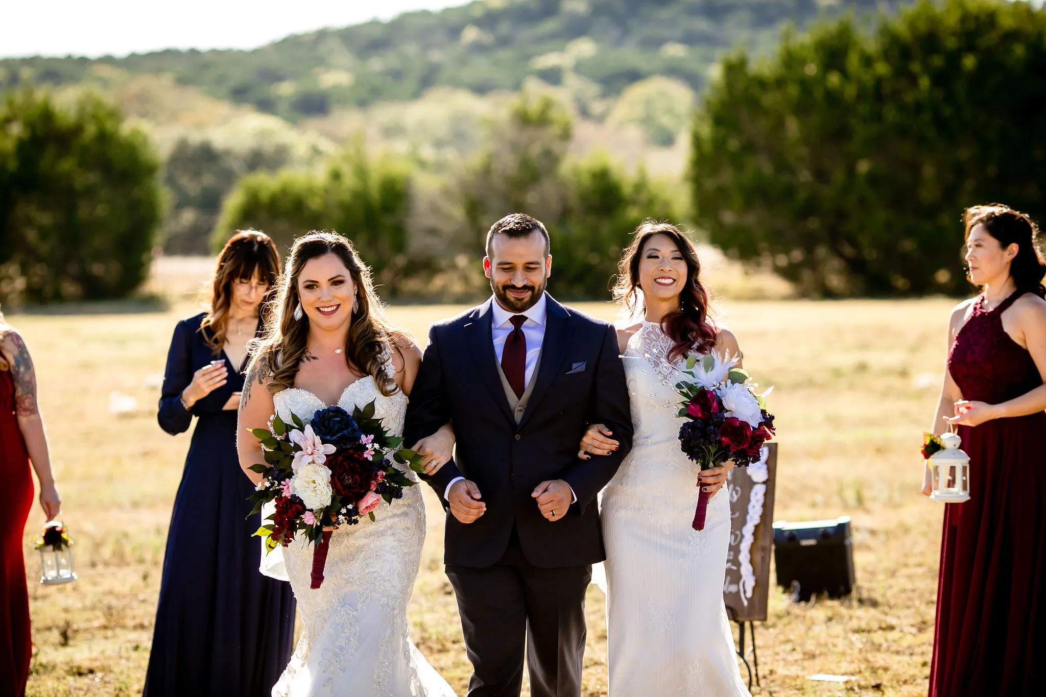 Polyamorous triad wedding ceremony