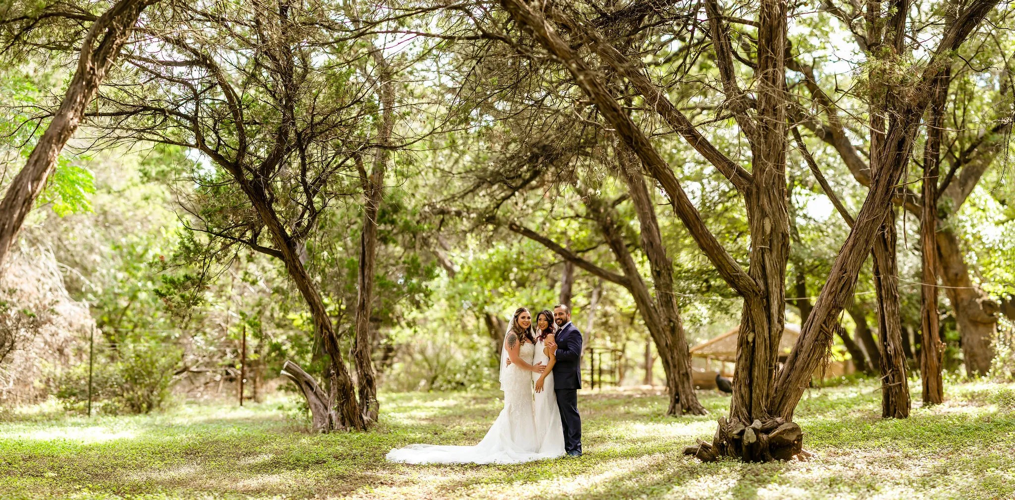 Polyamorous triad wedding portraits