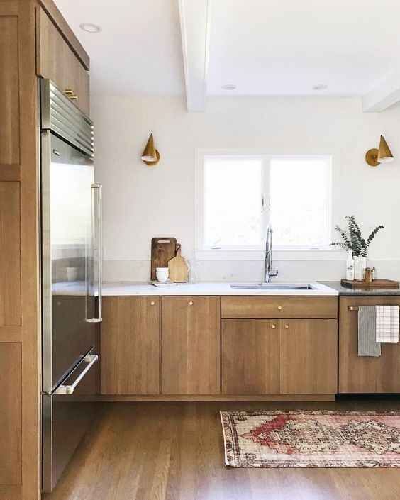 Wood-Toned Kitchen Cabinets