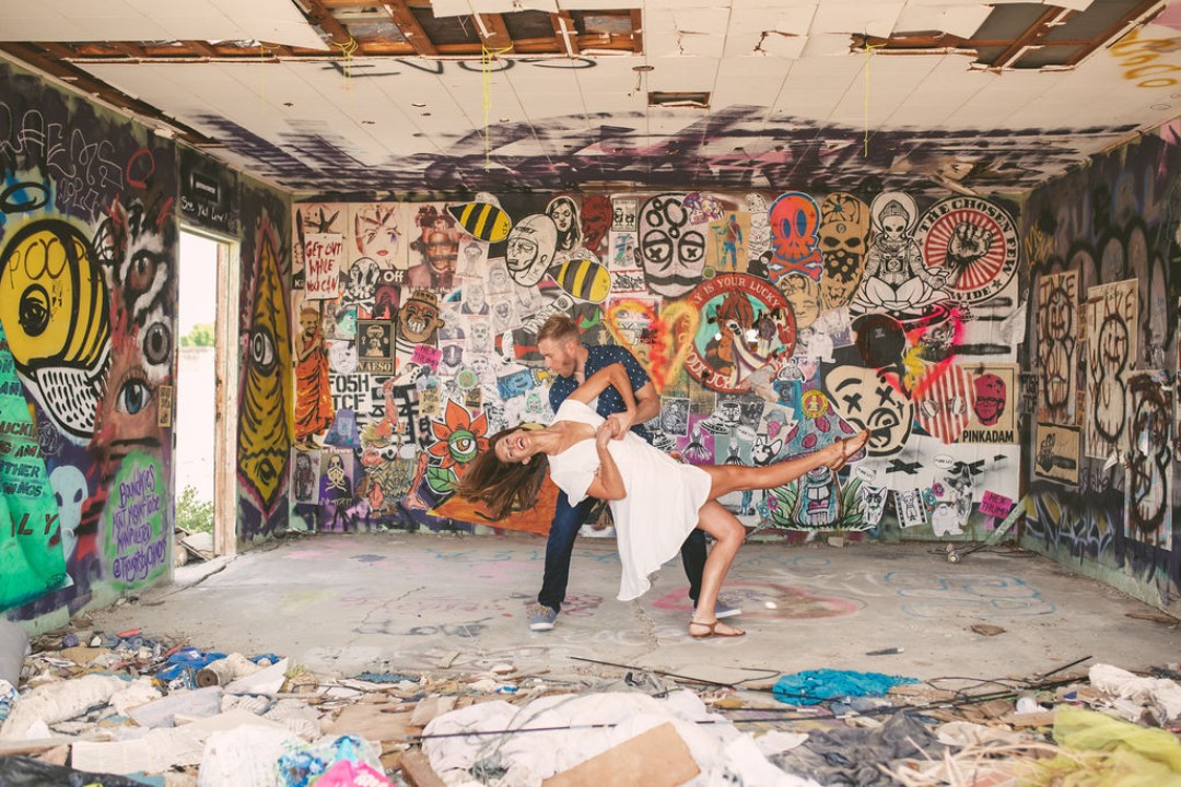 If this couple was willing to get weird for their artistic engagement photos, we can