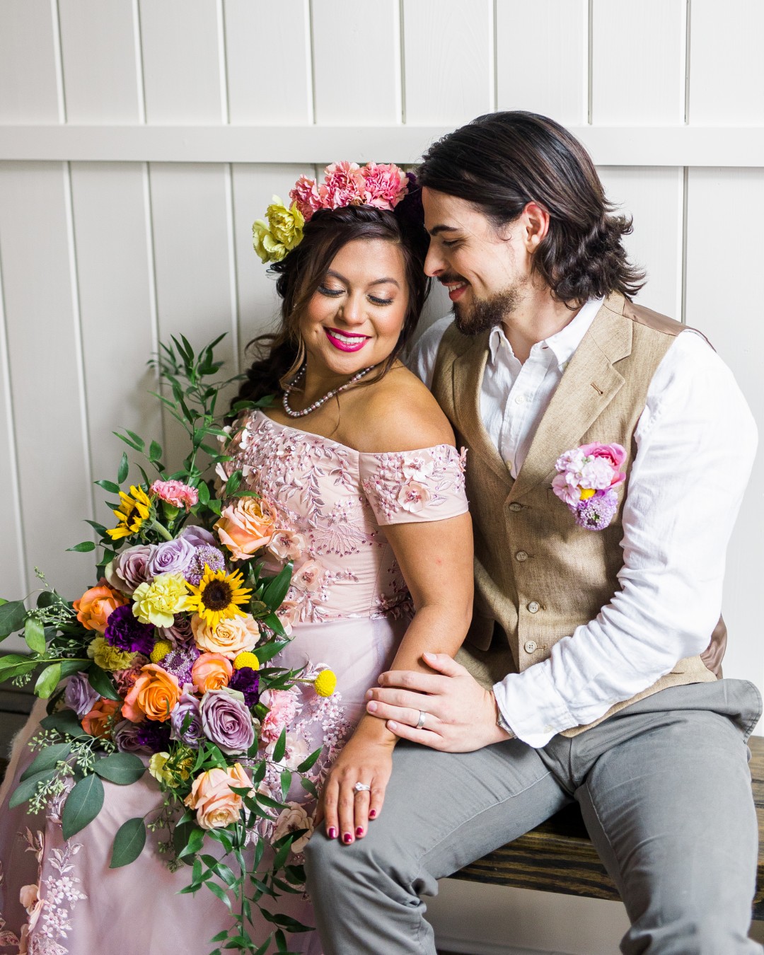 And can we talk about this purple wedding dress with 3D flower details?