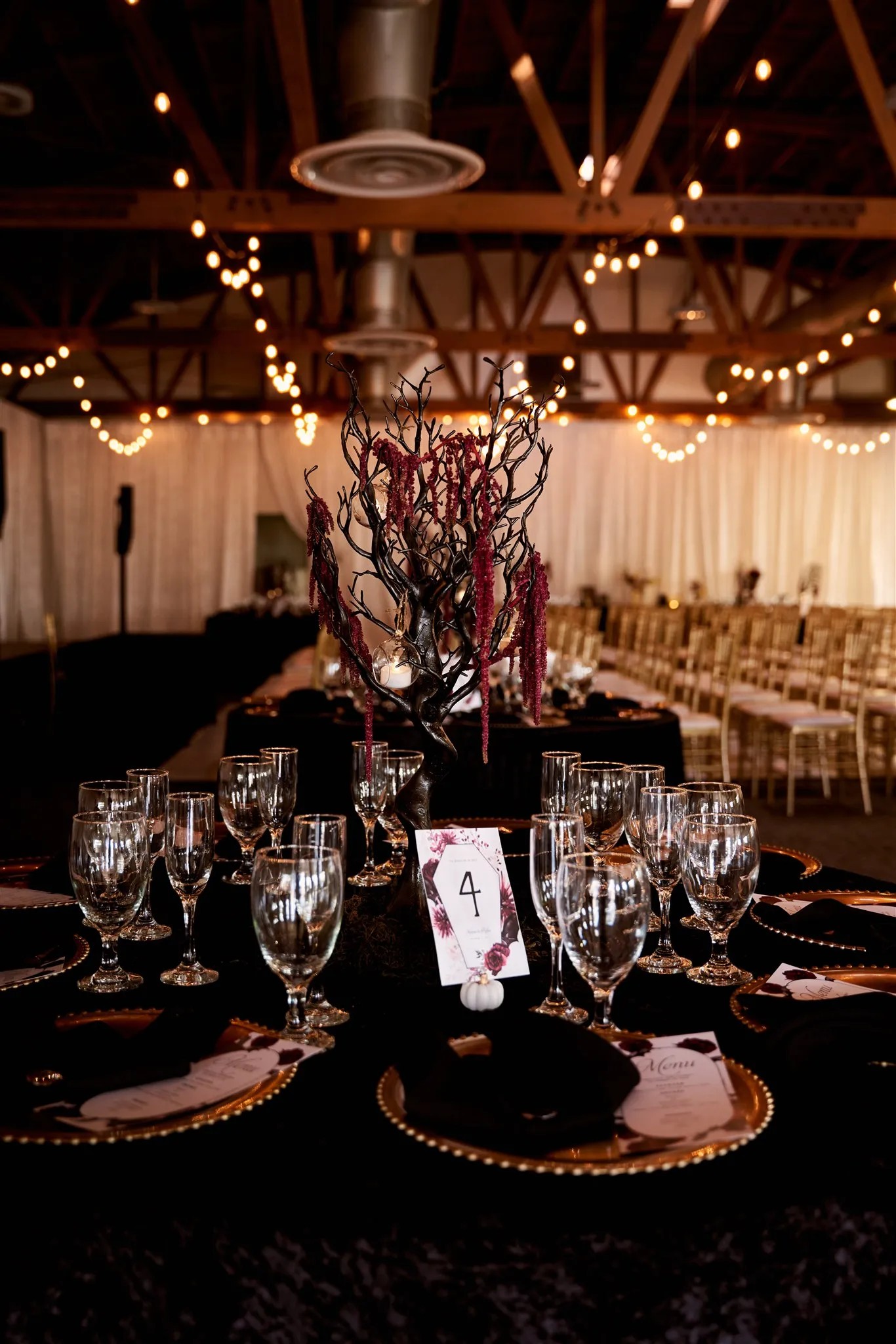 The florals for this elegant Halloween wedding were aptly named