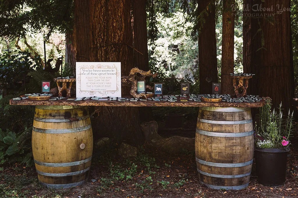 The redwood wedding decor