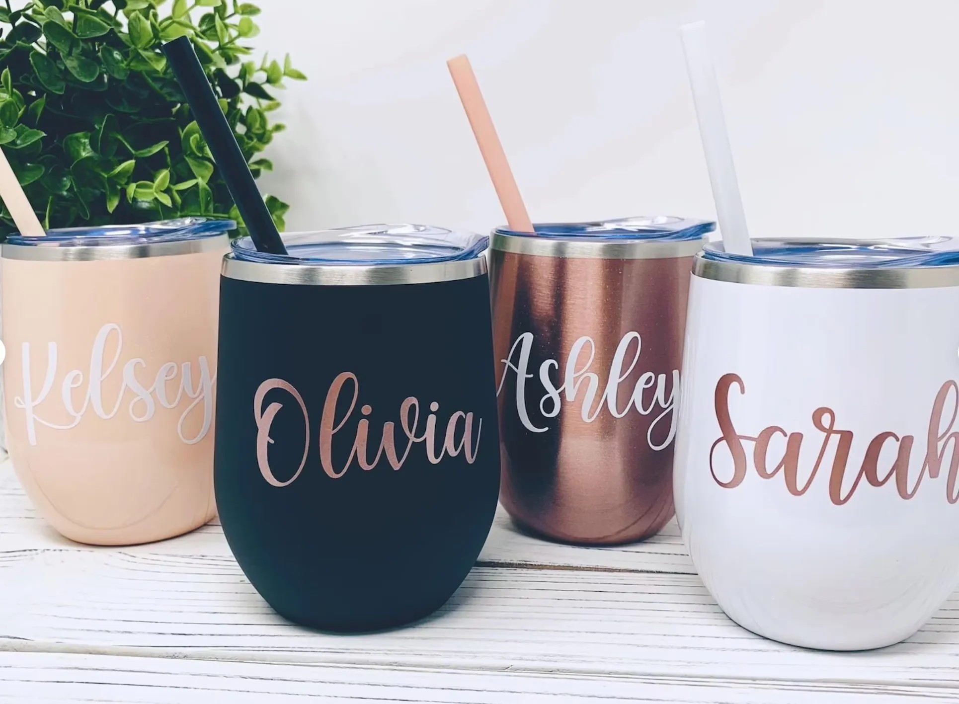 Bridesmaid gift idea #4: Personalized flasks or wine tumblers: