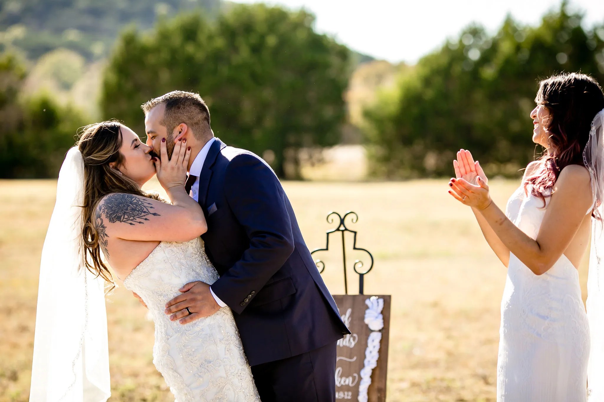 Polyamorous triad wedding ceremony