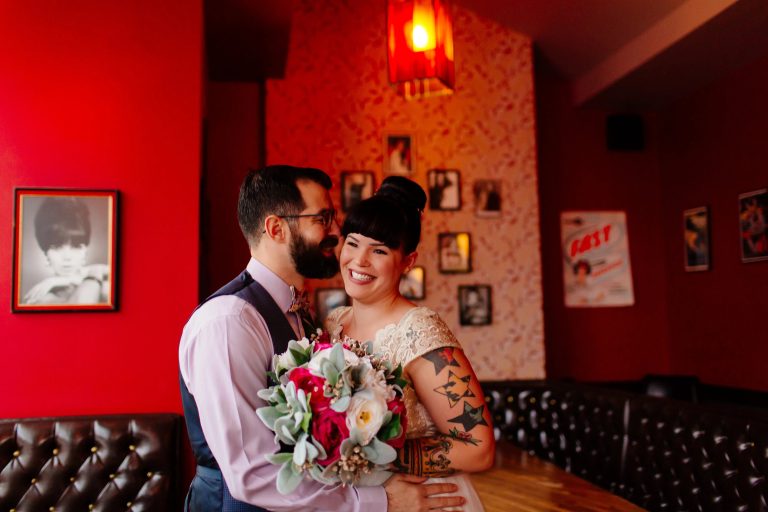 Tiny, Gold, And Floral: This Cheez-Y Weekday Wedding In A Diner Wins