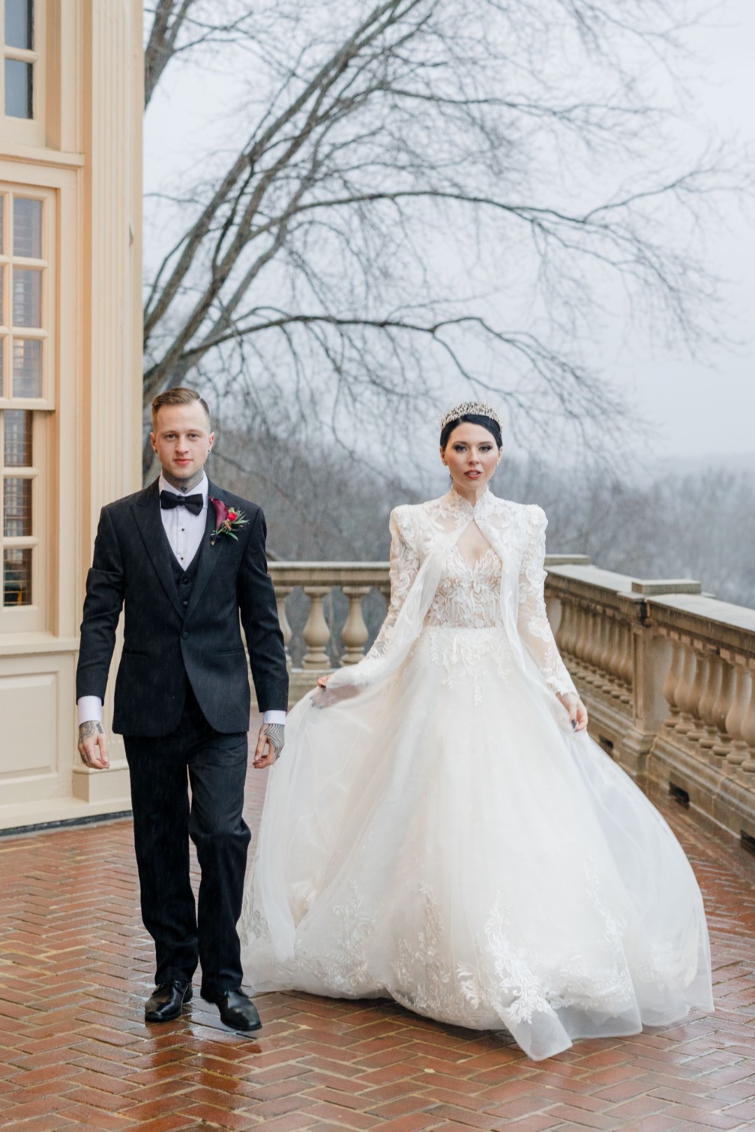 A Southern Gothic wedding with black nails and neck tattoos