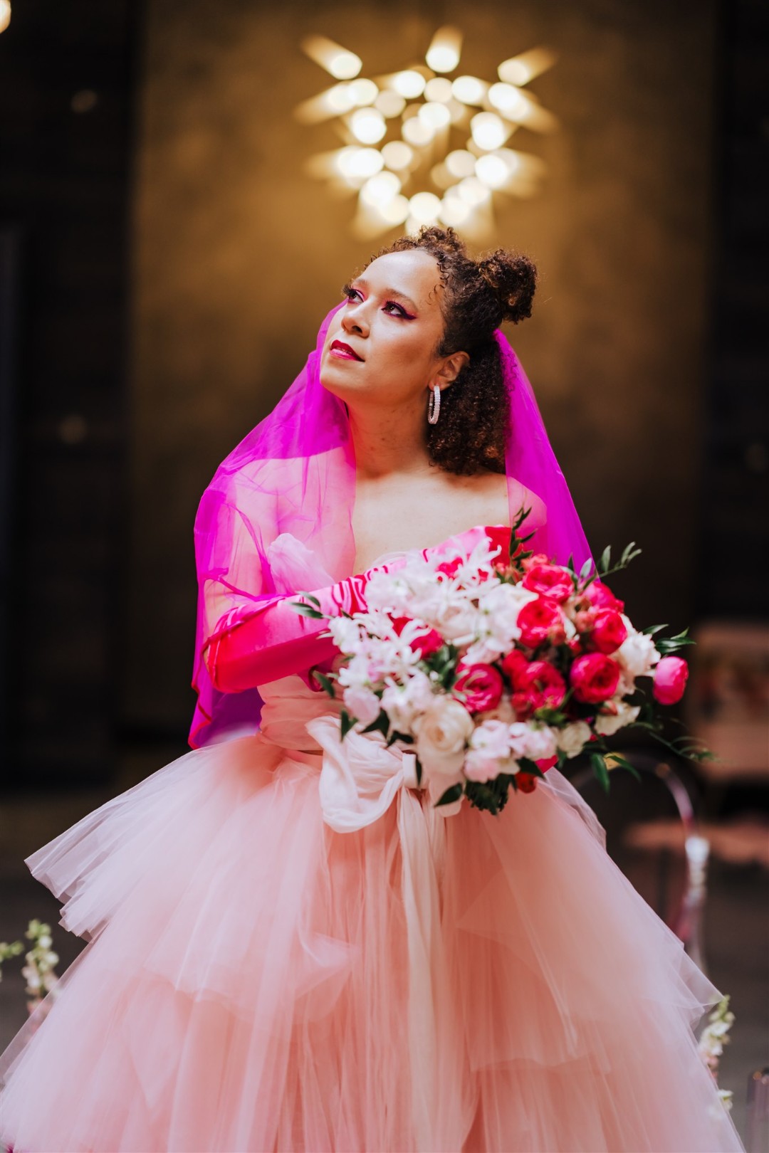 Bring the drama with this pink tulle Barbiecore wedding dress!