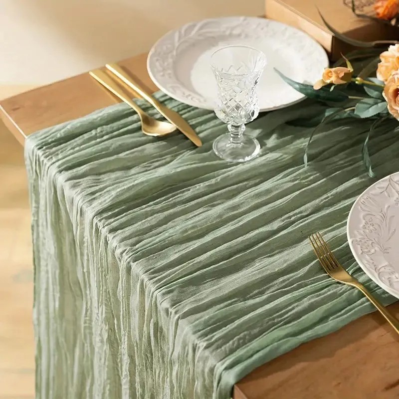 1pc Polyester Crinkle Table Runner