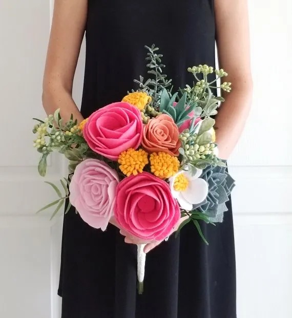 Fabric and felt alternative wedding bouquets