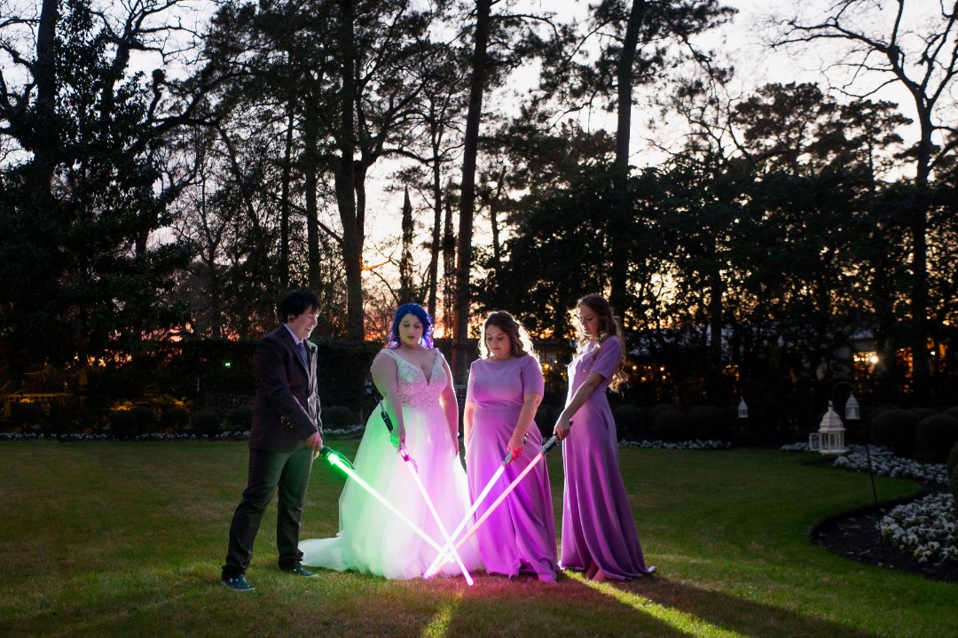 Nothing more bad ass than a bride wielding a light saber on her wedding day.