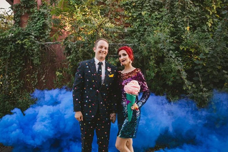 Check The Cotton Candy Bouquet At This Wonderfully Weird Austin Wedding