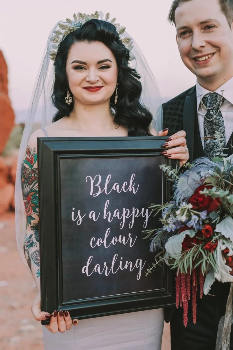 Imagine greys, reds, and blacks for a hot summer desert wedding