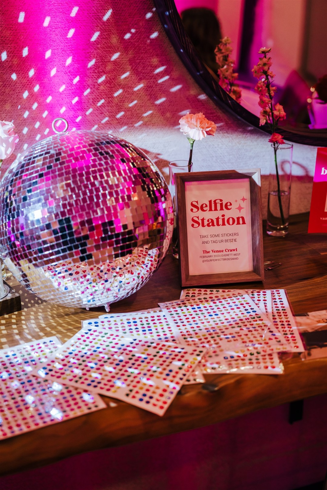 This might be the most Barbicore wedding selfie station!