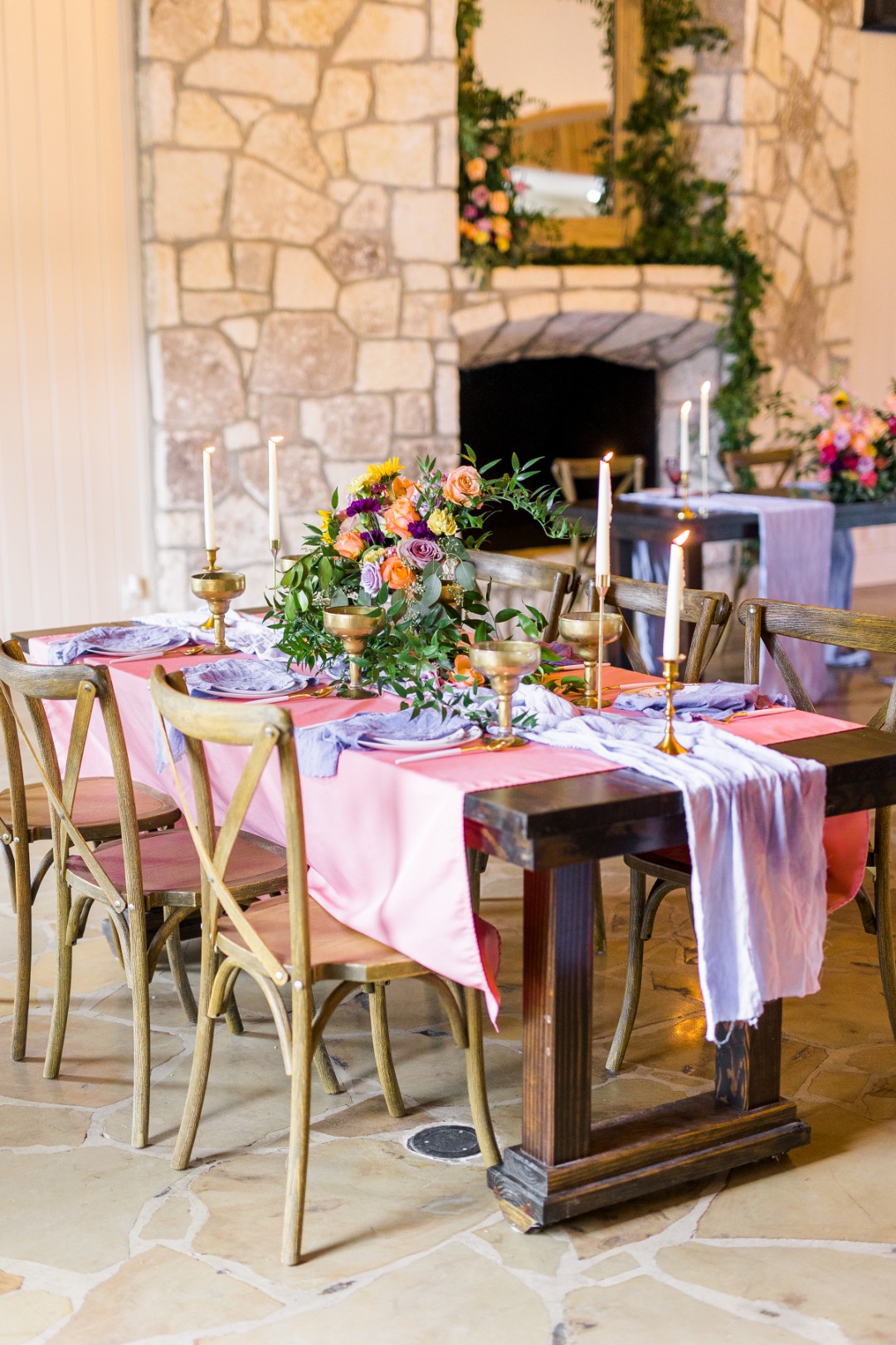 This fairytale wedding tablescape looks like Rapunzel designed it herself!