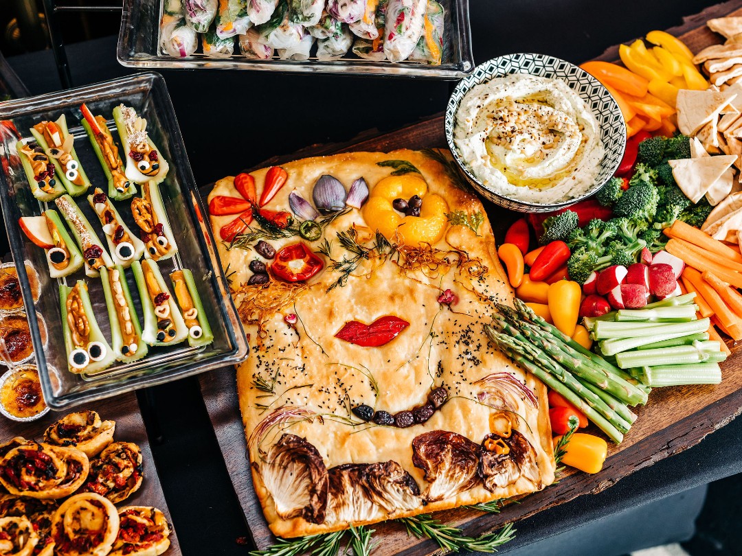 Even the food at this colorful wedding is glamorous