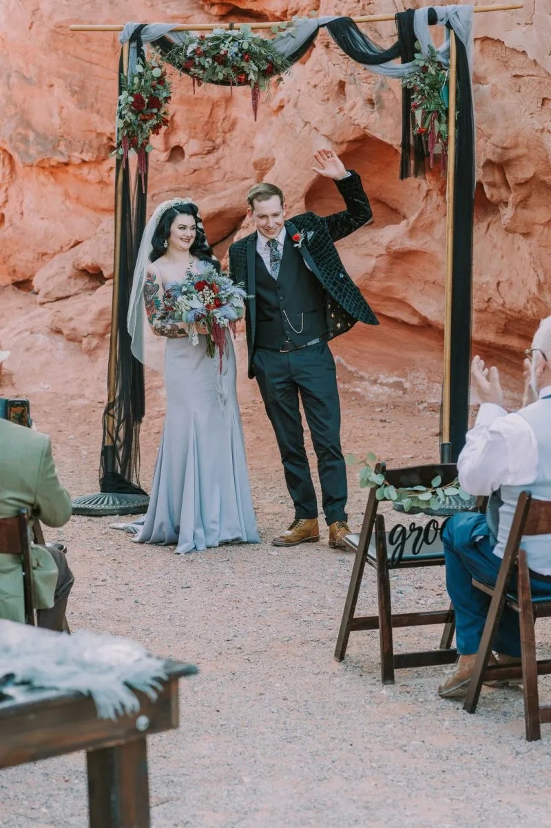 Imagine greys, reds, and blacks for a hot summer desert wedding