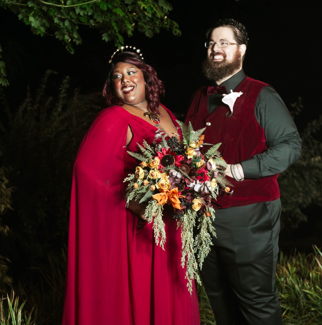 Groom rocks a black dress at this glamorous backyard wedding thats actually a LOVE CELEBRATION!