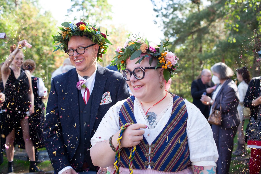 Colorful queer DIY handfasting & potluck gallery