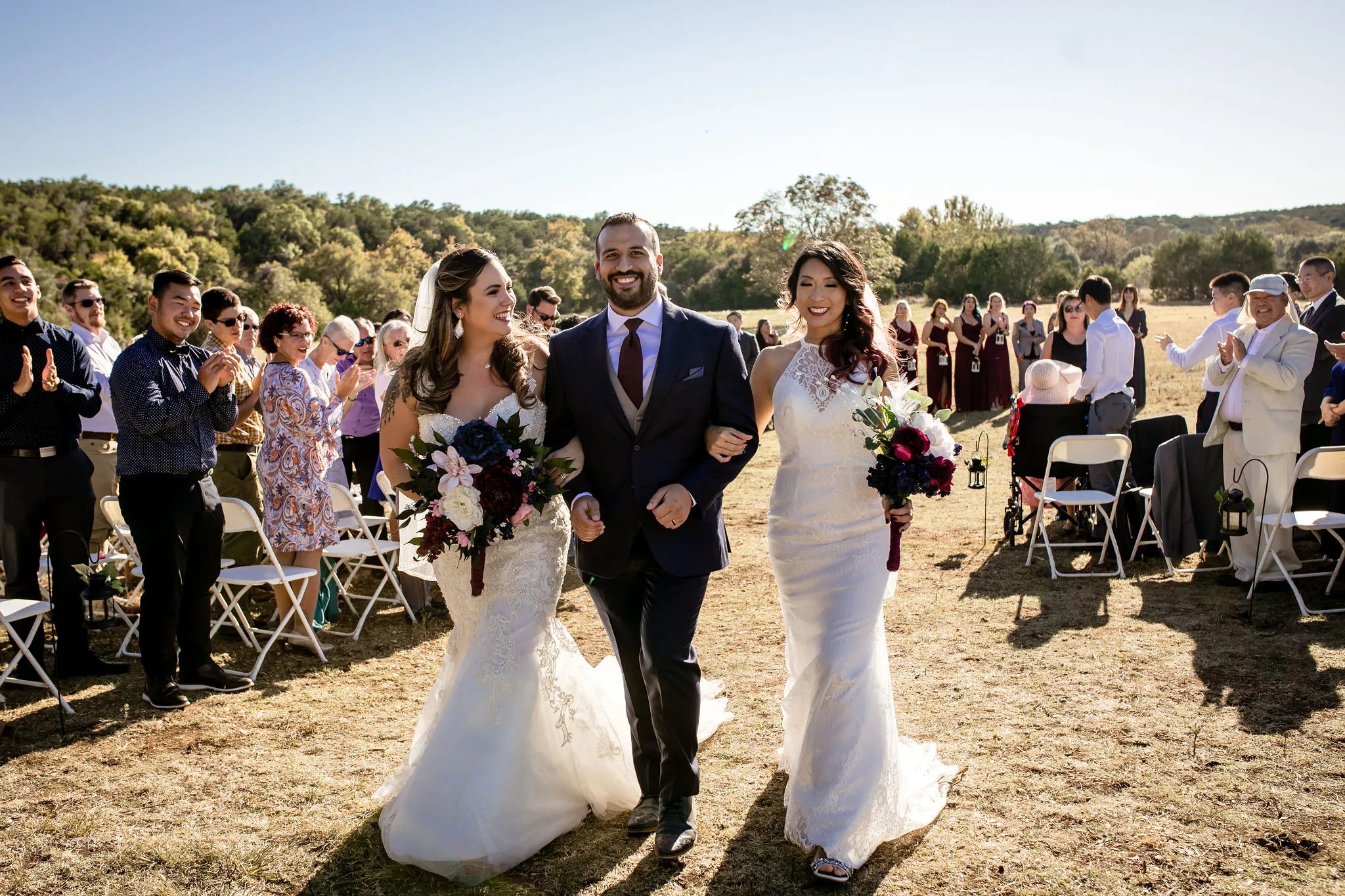 Polyamorous triad wedding ceremony