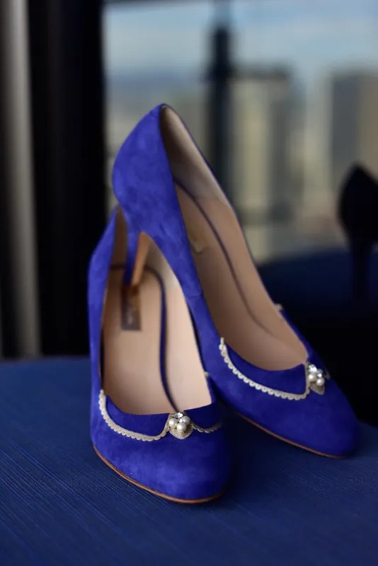 Blue wedding shoes