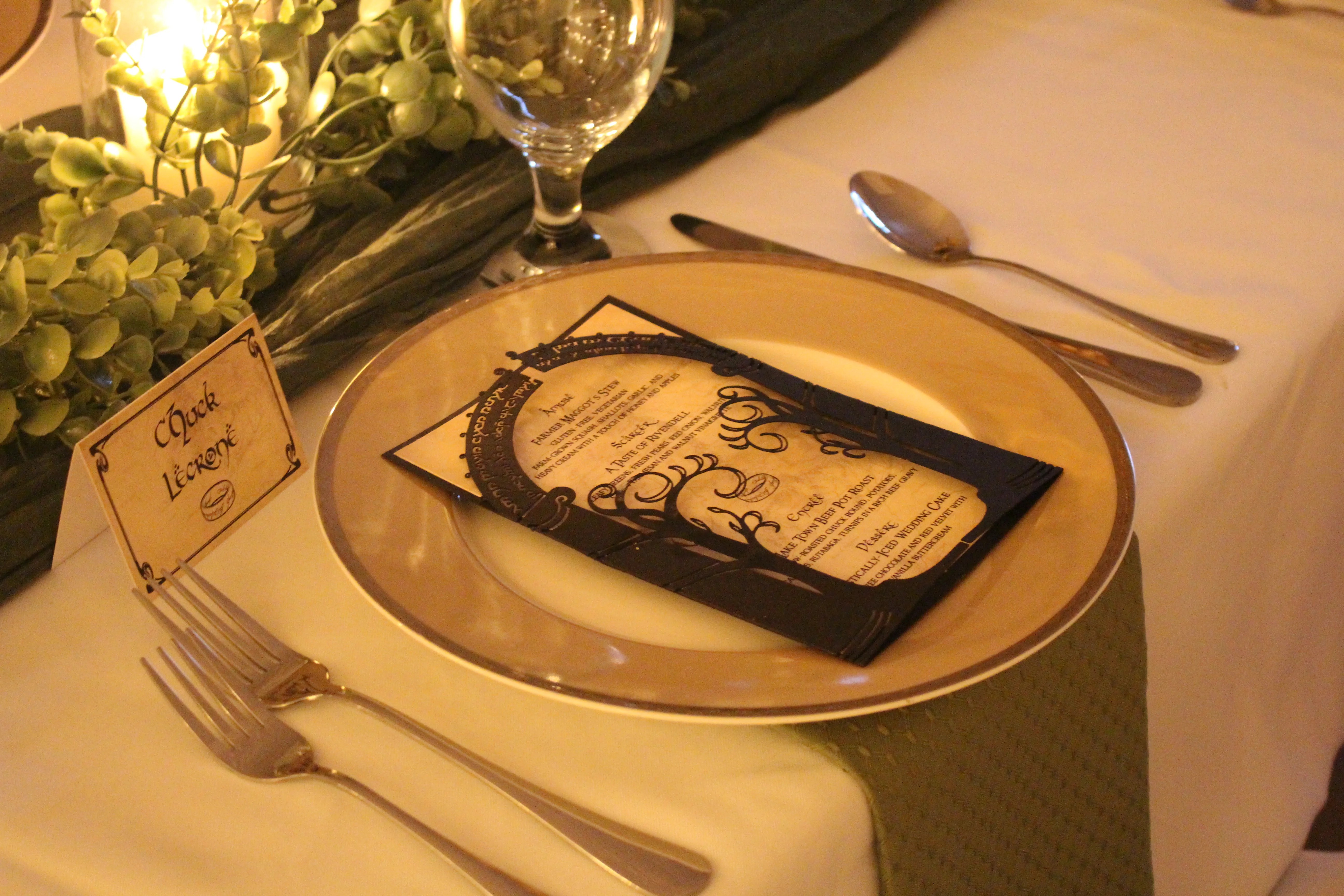 Get guests excited for second breakfast and elevensies with a Lord of the Rings wedding menu.