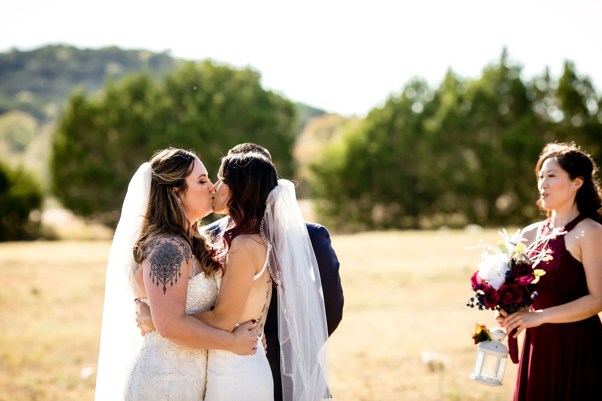 Polyamorous triad wedding ceremony