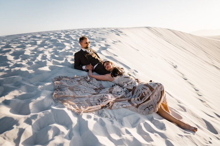 A Surreal White Sands National Park Elopement With Sledding And Kites