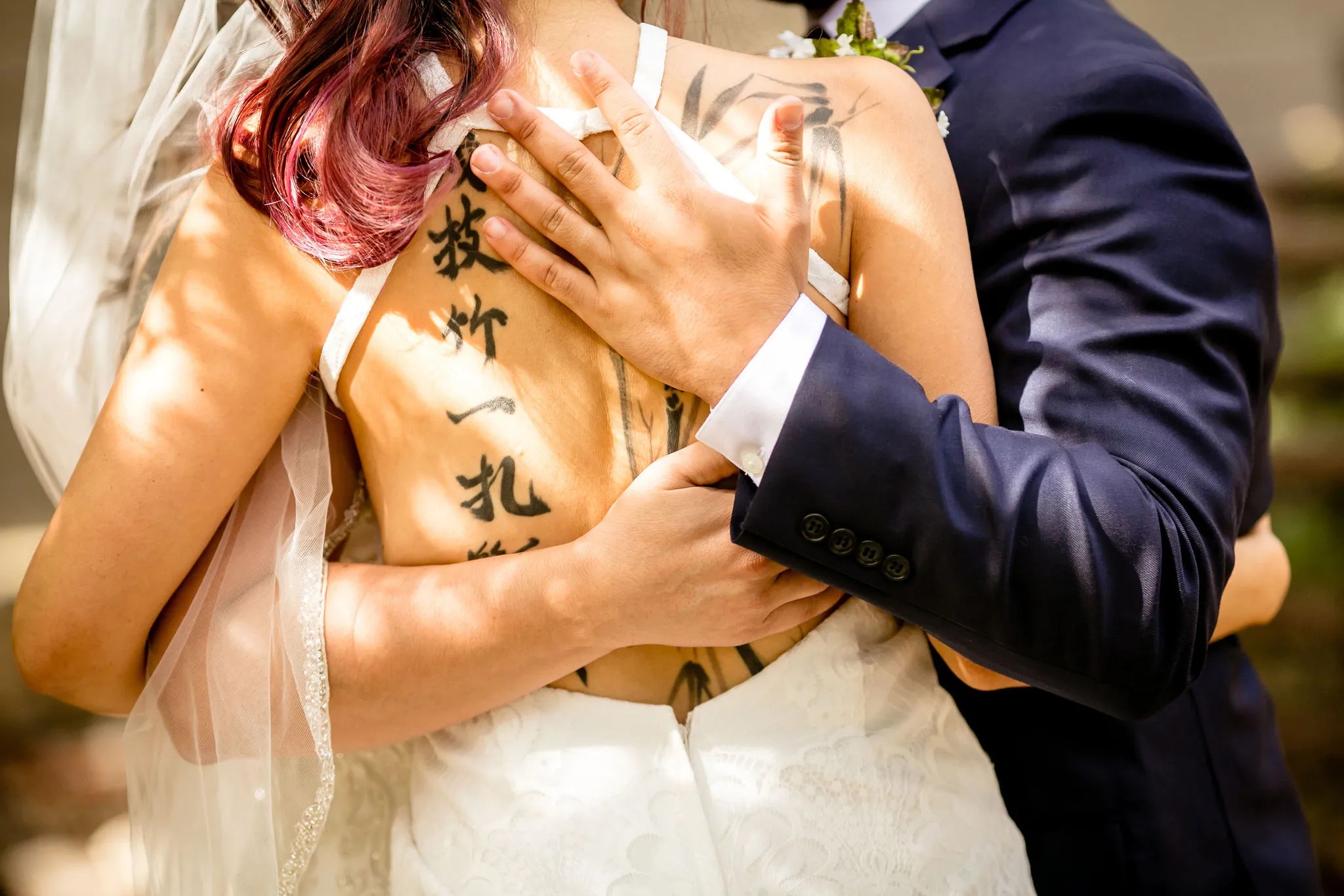 Polyamorous triad wedding portraits