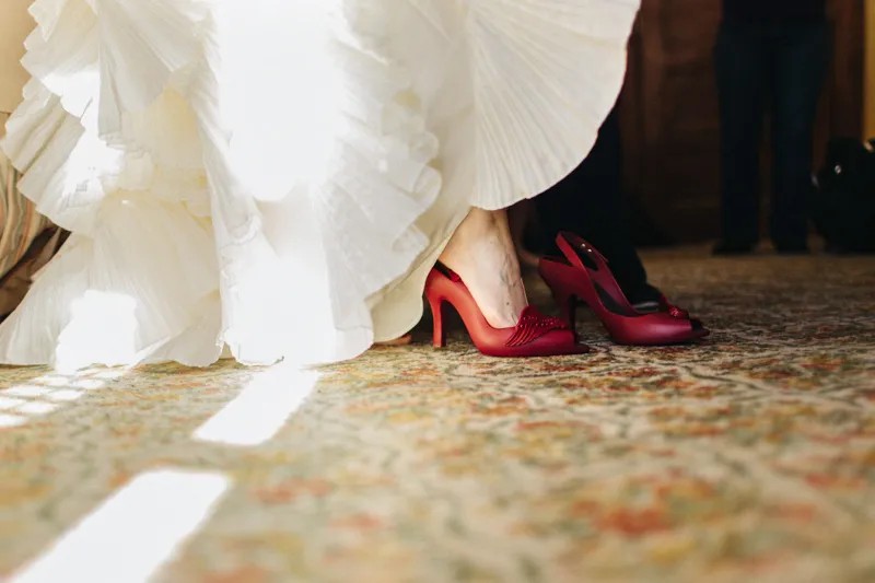 Red wedding shoes