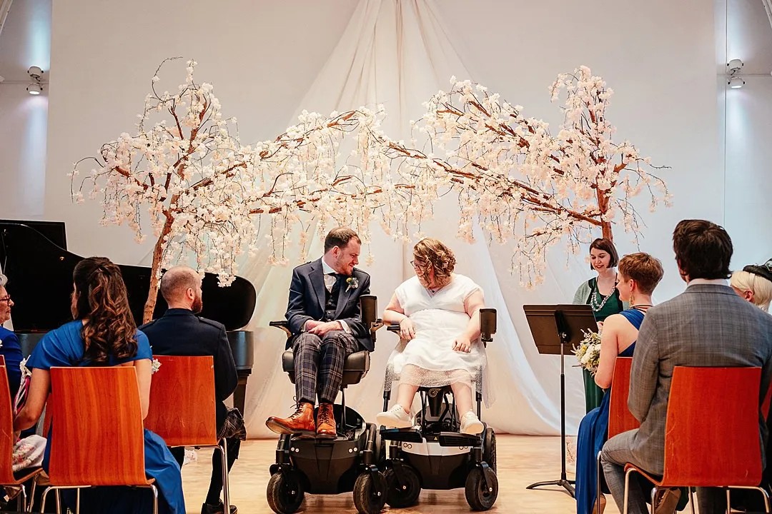 These world travelers had an accessible wedding with wheelchairs designed by the groom