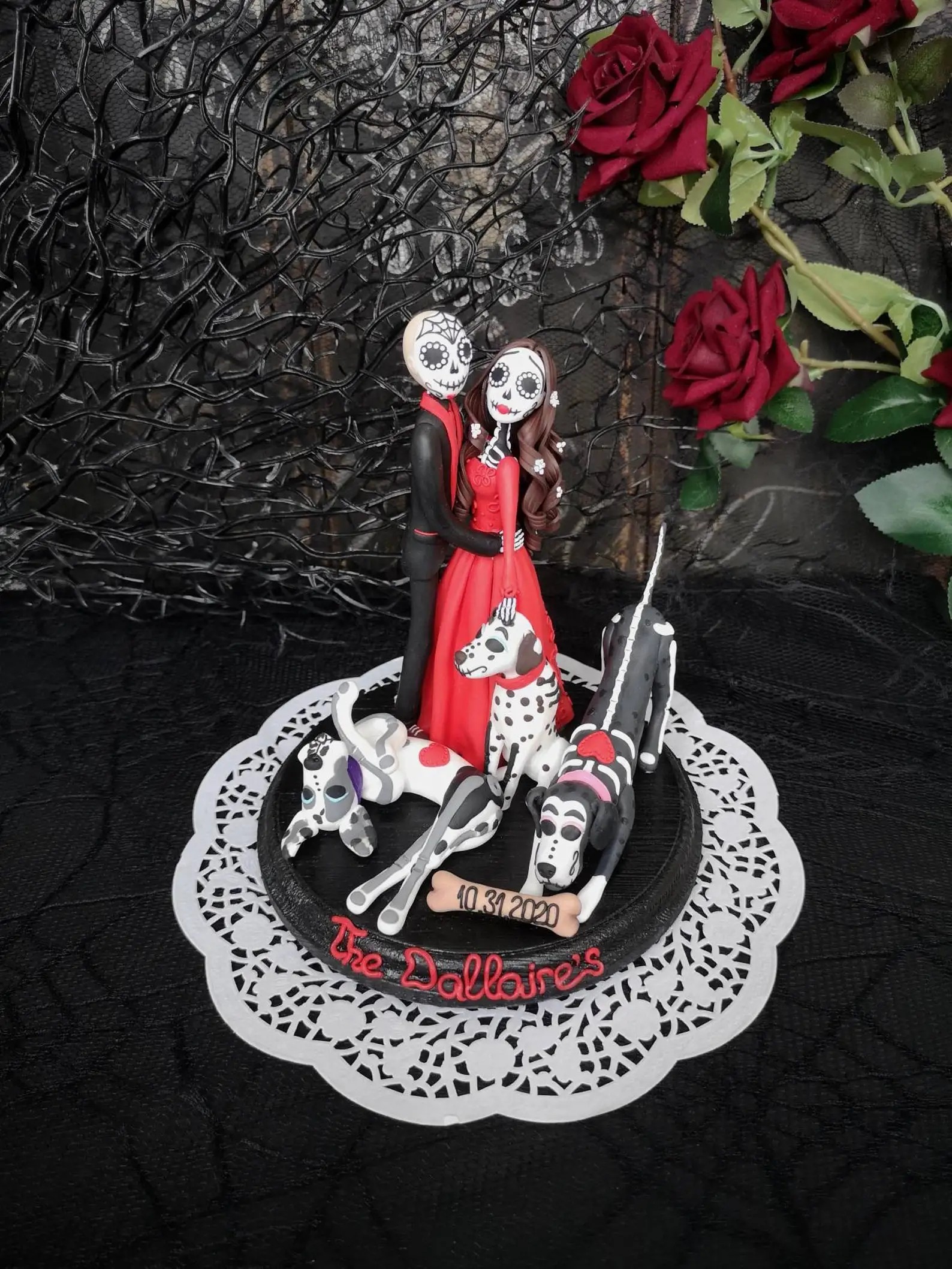 Skull and bones goth cake toppers