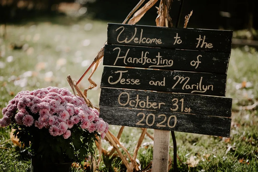 Tell us about the witchy Halloween handfasting reception: