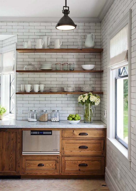 Wood-Toned Kitchen Cabinets