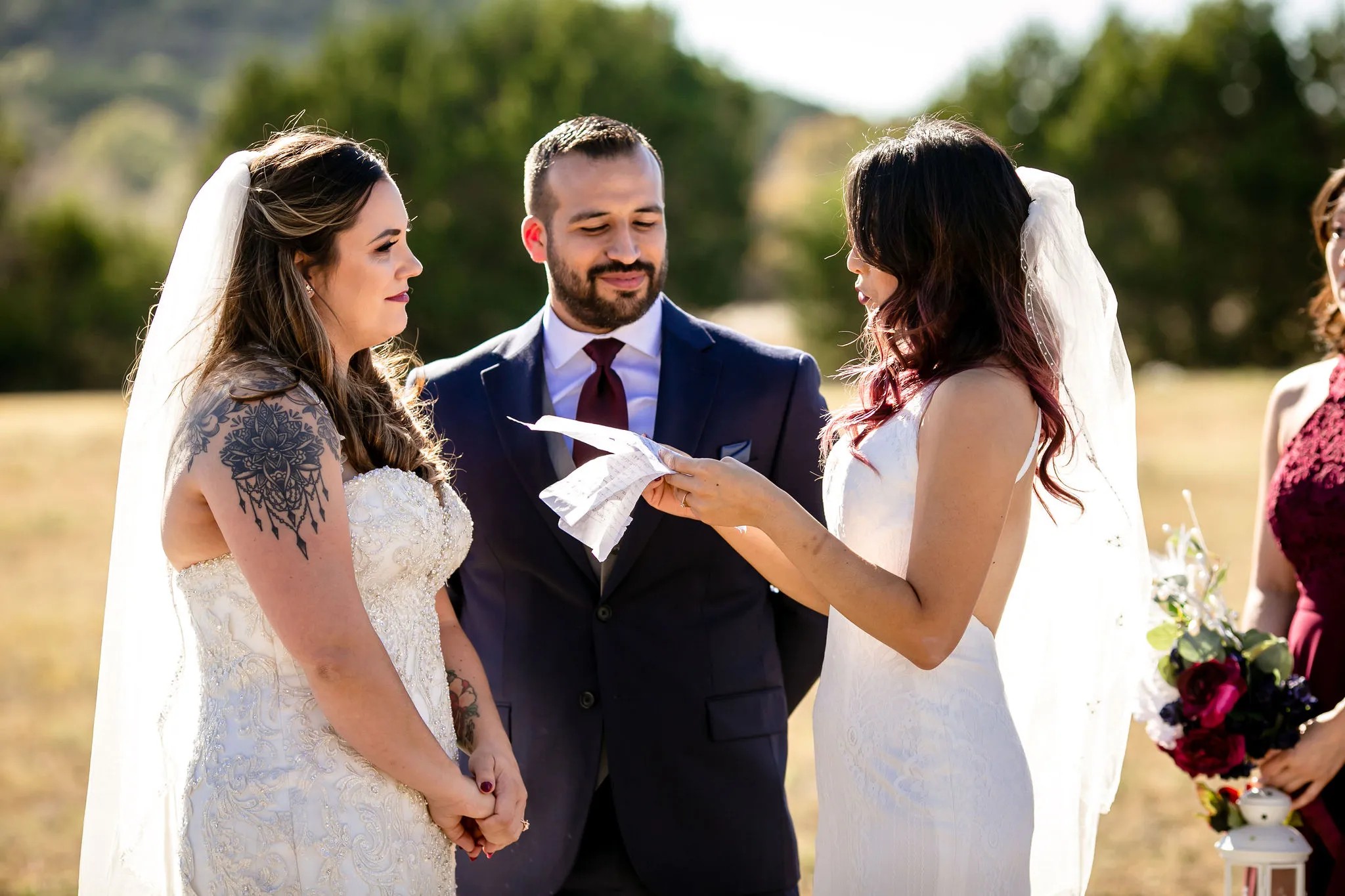 Polyamorous triad wedding ceremony