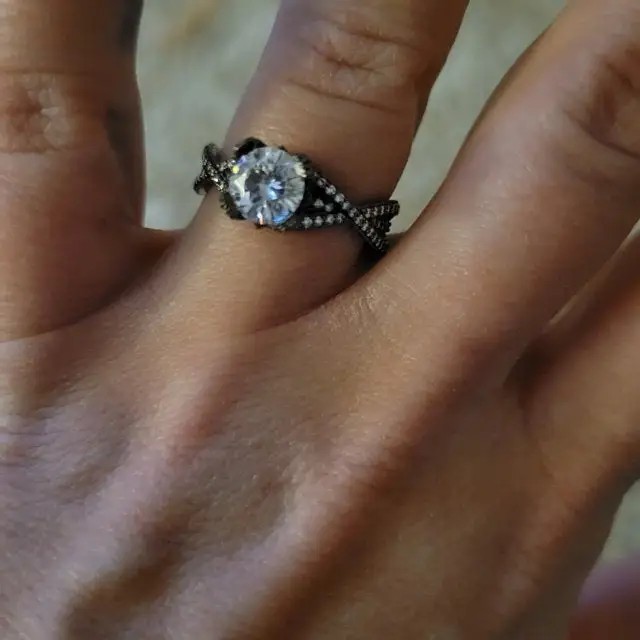 Black wedding rings with diamonds or moissonite